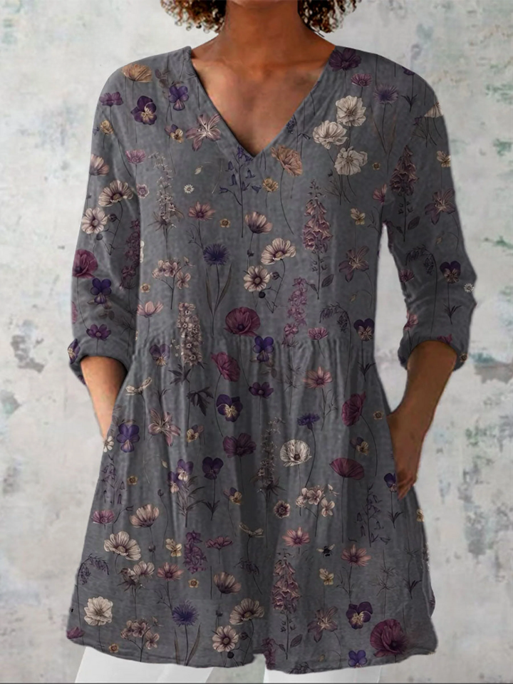 Blusa Lunga 'Mattino a Brera' | Scollo a V e Maniche a 3/4