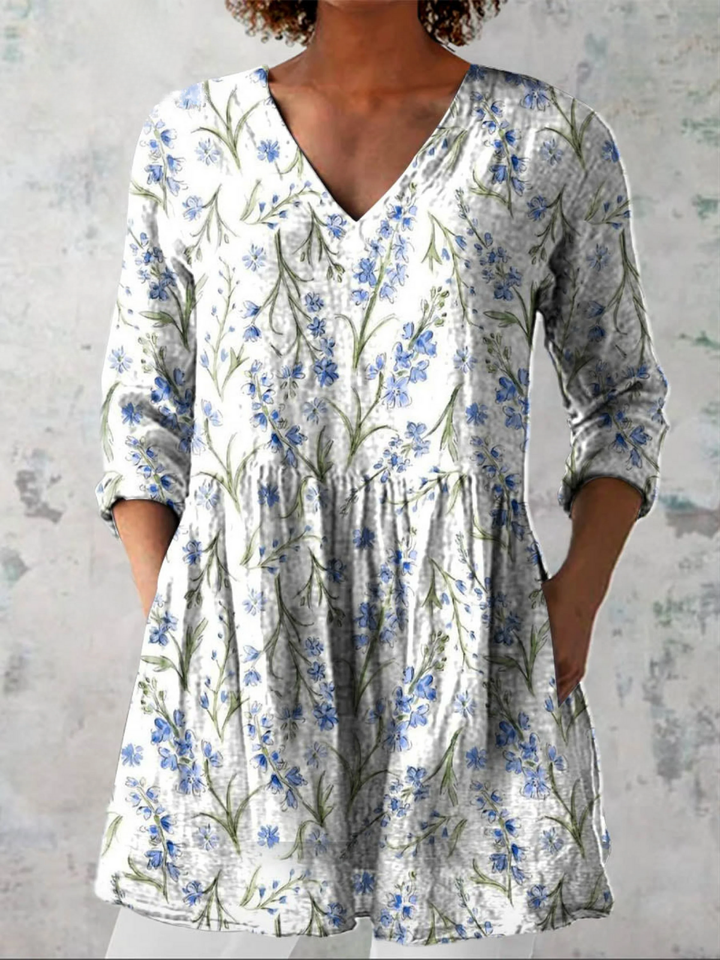 Blusa Lunga 'Mattino a Brera' | Scollo a V e Maniche a 3/4