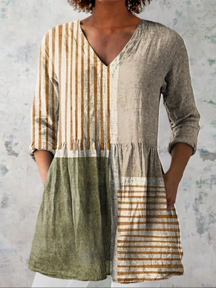 Blusa Lunga 'Mattino a Brera' | Scollo a V e Maniche a 3/4