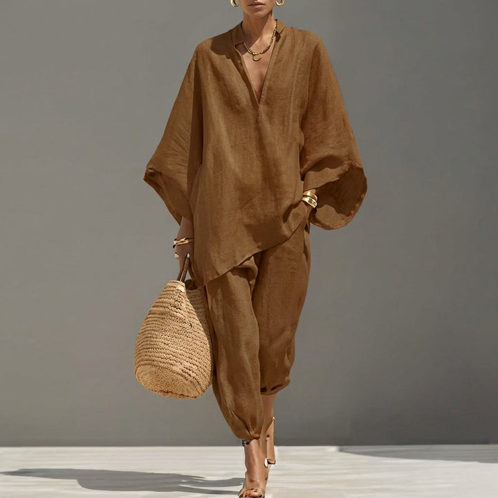 Marina | Completo Casual a Due Pezzi con Collo a V per Donna